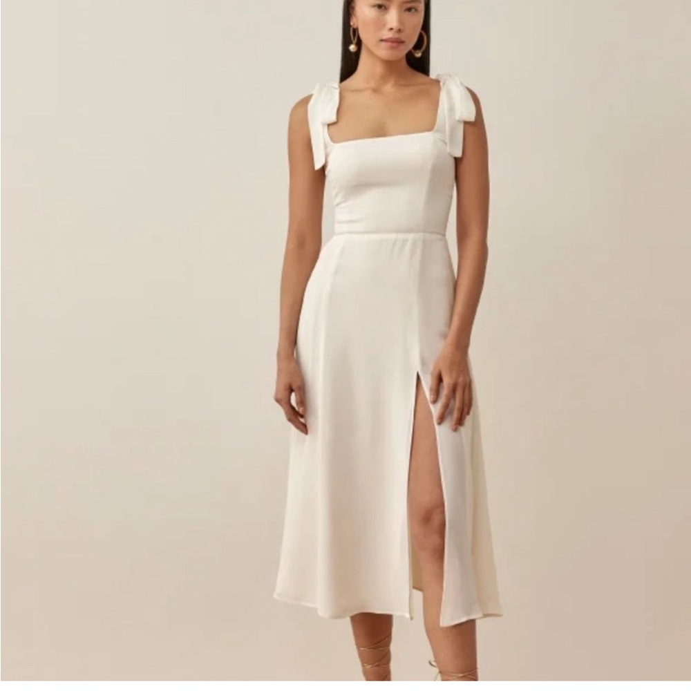 Reformation Cream Midi Dress with Slit